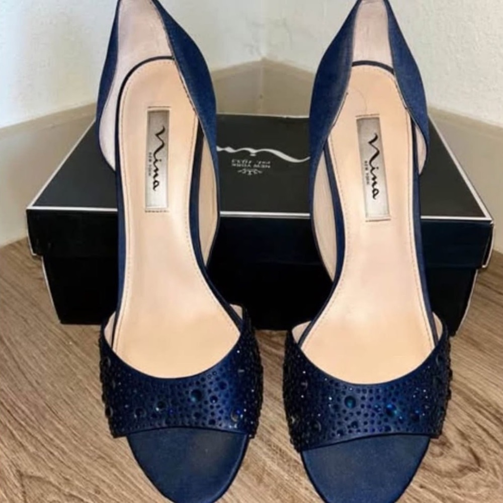 Nina Midnight Blue Embellished Heels